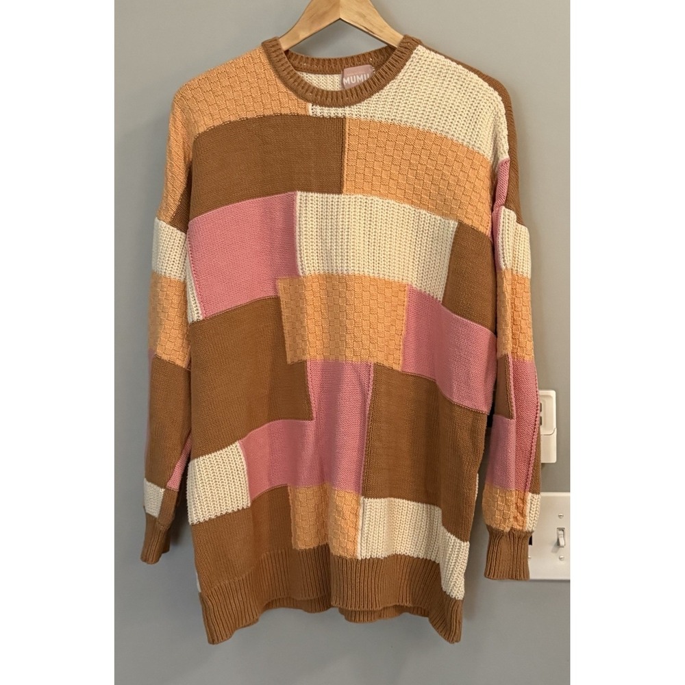 Show Me Your Mumu Sweater Patchwork Ember Tunic Cotton Acrylic Womens Small